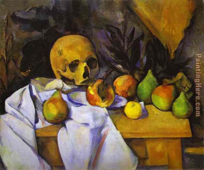 Still Life with a Skull painting - Paul Cezanne Still Life with a Skull art painting